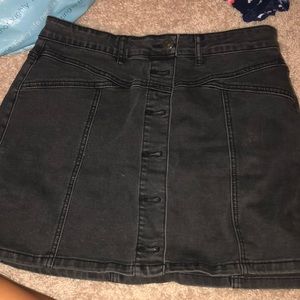 Black button up jean skirt